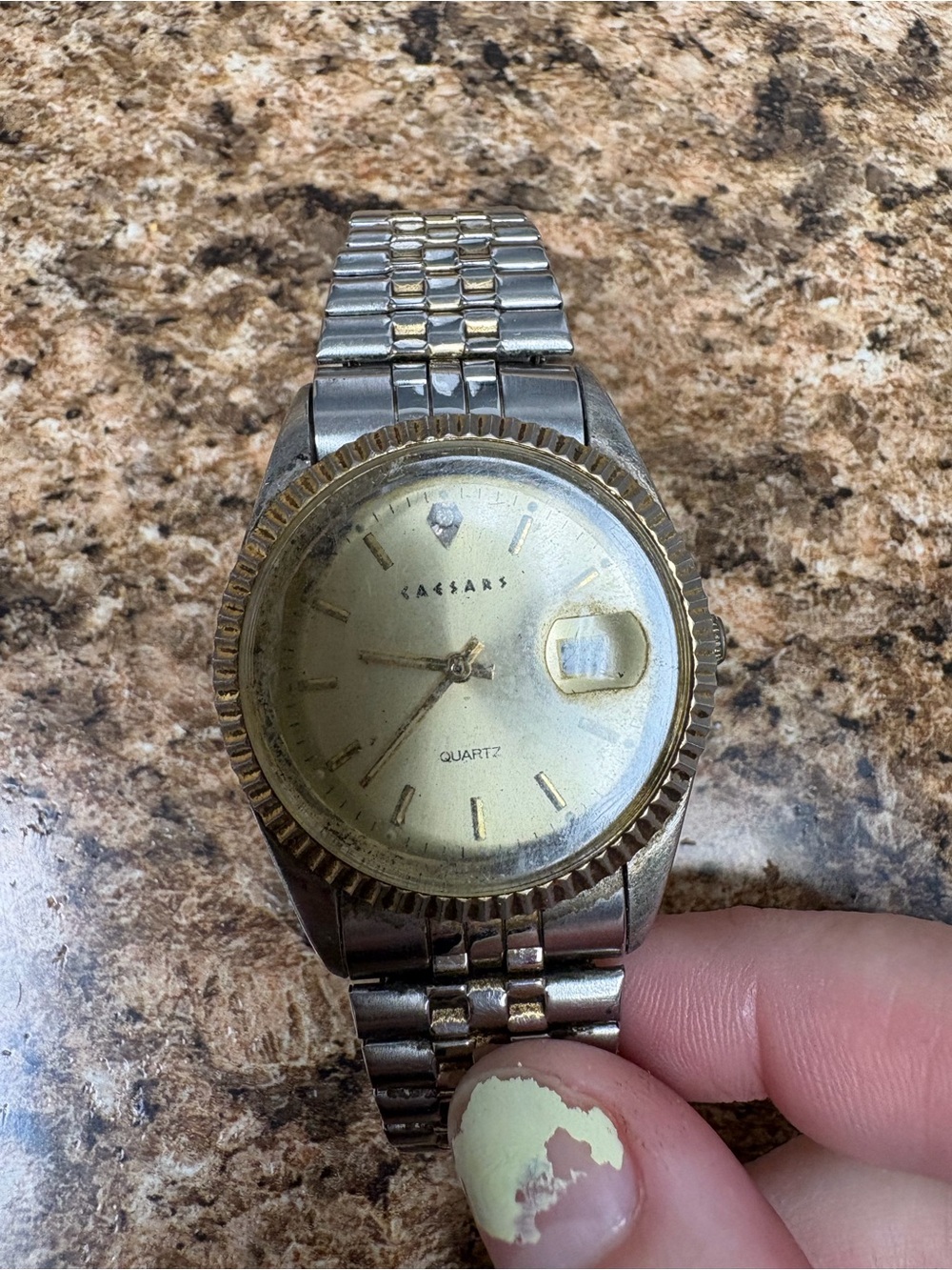 Vintage Caesars Quartz Watch Jubilee Style Band Parts Repair Missing Back